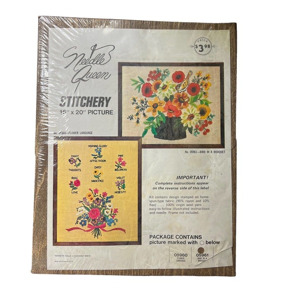 Vintage New Needle Queen Bird In A Bouquet‎ Stitchery Kit Embroidery Crewel - Picture 1 of 4